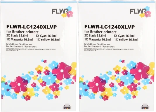 FLWR Brother LC-1240XL Multipack (2 sets) zwart en kleur