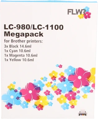 FLWR Brother LC980/1100 Megapack zwart en kleur