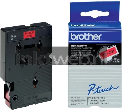 Brother TC-401 zwart op rood breedte 12 mm
