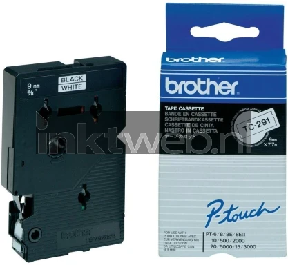 Brother TC-291 zwart op wit breedte 9 mm