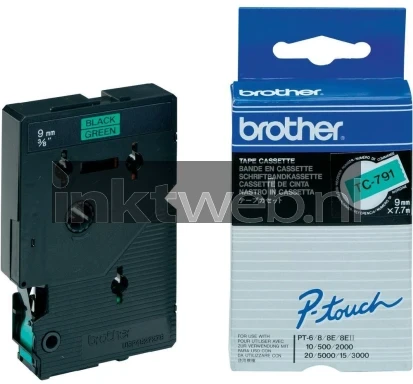 Brother TC-791 zwart op groen breedte 9 mm