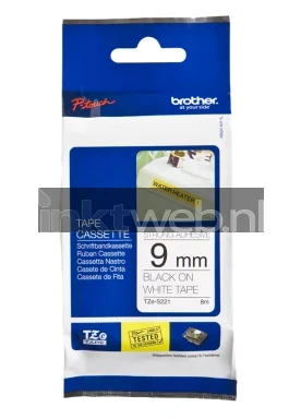 Brother TZE-S221 sterk klevend zwart op wit breedte 9 mm