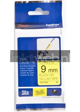Brother TZE-FX621 flexible tape zwart op geel breedte 9 mm