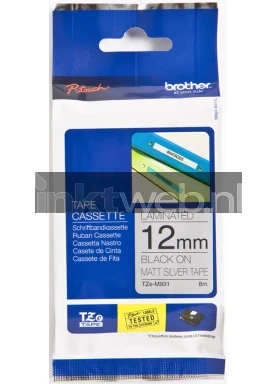 Brother TZE-M931 zwart op mat zilver breedte 12 mm