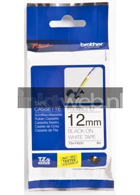 Brother TZE-FX231 flexible tape zwart op wit breedte 12 mm