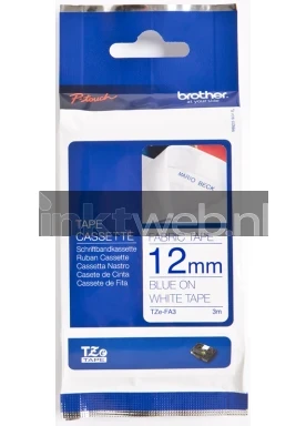 Brother TZE-FA3 blauw op wit breedte 12 mm