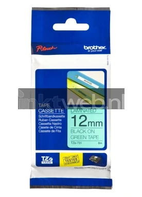 Brother TZE-731 zwart op groen breedte 12 mm