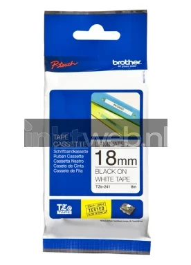 Brother TZE-241 zwart op wit breedte 18 mm