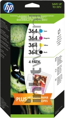 HP 364 Multipack met fotopapier zwart en kleur