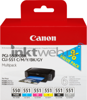 Canon CLI-551 6-pack (Opruiming 6 x 1-pack) zwart en kleur