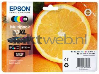 Epson 33XL multipack zwart en kleur C13T33574011