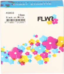 FLWR Dymo  45803 zwart op wit breedte 19 mm FLWR-45803