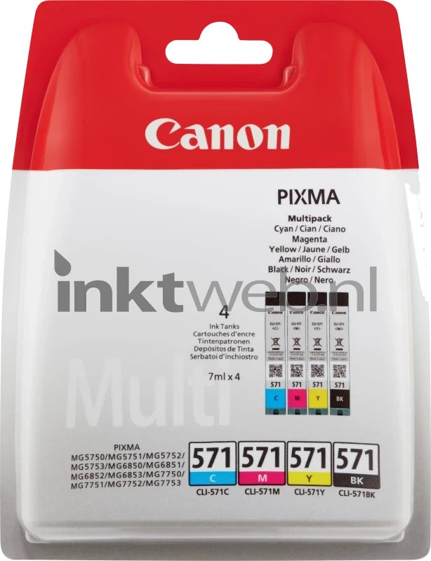 Canon CLI-571 4-Pack zwart en kleur (Origineel)