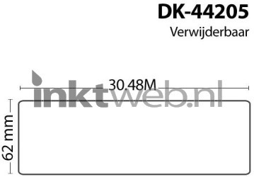 FLWR Brother  DK-44205 62 mm x  30.48 m wit Product only