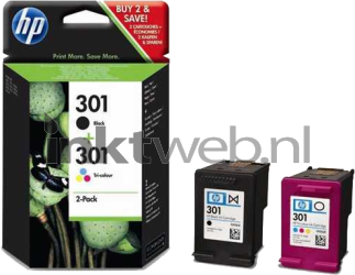HP 301 Multipack zwart en kleur Combined box and product