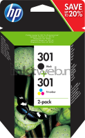 HP 301 Multipack (Opruiming 2 x 1-pack los) zwart en kleur