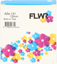 FLWR Brother  TZe-131 zwart op transparant breedte 12 mm FLWR-TZ-131