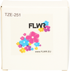FLWR Brother  TZe-251 zwart op wit breedte 24 mm Front box