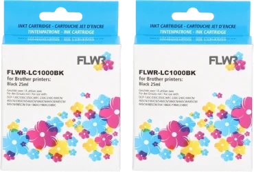 Huismerk Brother LC-970BK / LC-1000BK 2-pack zwart Front box
