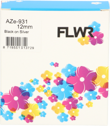 FLWR Brother  TZe-931 zwart op mat zilver breedte 12 mm FLWR-TZ-931