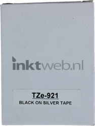 Huismerk Brother  TZe-921 zwart op mat zilver breedte 9 mm Front box