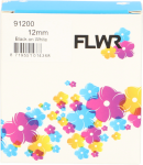 FLWR Dymo  91200 / 91220 zwart op wit breedte 12 mm