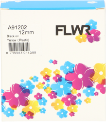 FLWR Dymo  91202 zwart op geel breedte 12 mm FLWR-1PCK-91202