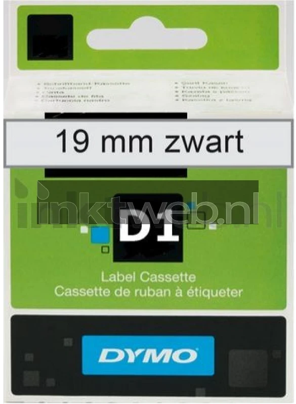 Dymo D1 zwart op transparant breedte 19 mm