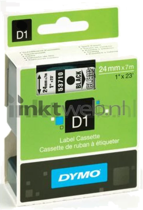Dymo D1 zwart op transparant breedte 24 mm
