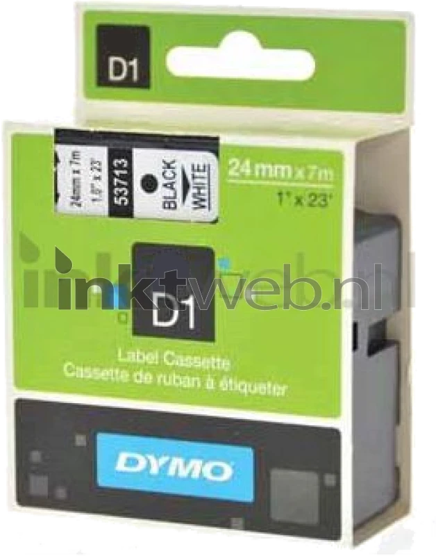 Dymo D1 zwart op wit breedte 24 mm