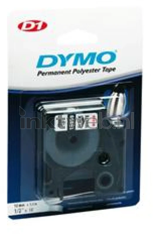 Dymo D1 permanent zwart op wit breedte 12 mm