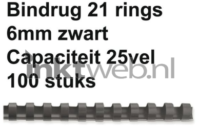 Fellowes Bindrug 6mm, 21rings A4 100 stuks zwart Product only