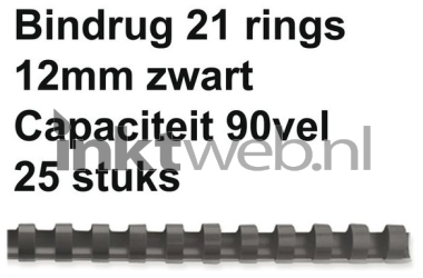 Fellowes Bindrug 12mm 21rings A4 25 stuks zwart Product only