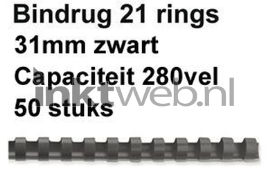 Fellowes Bindrug 32mm 21rings A4 50 stuks zwart Product only