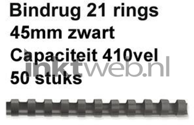 Fellowes Bindrug 45mm 21rings A4 50 stuks zwart Product only