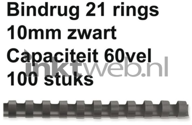 Fellowes Bindrug 10mm 21rings A4 100 stuks zwart Product only