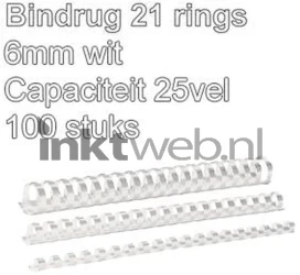 Fellowes Bindrug 6mm 21rings A4 100 stuks Product only