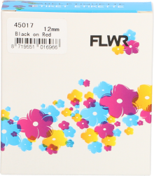 FLWR Dymo  45017 zwart op rood breedte 12 mm Front box