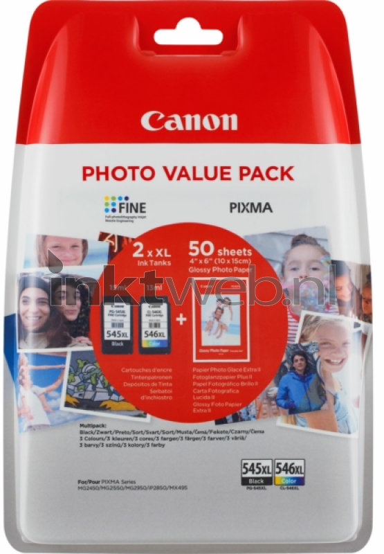 Canon PG-545XL - CL-546XL multipack met fotopapier zwart en kleur
