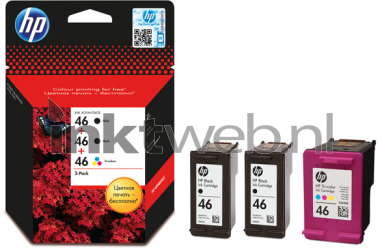 HP 46 zwart en kleur Combined box and product