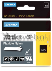 Dymo  Flexibel Nylon lettertape 19mm zwart op wit breedte 19 mm