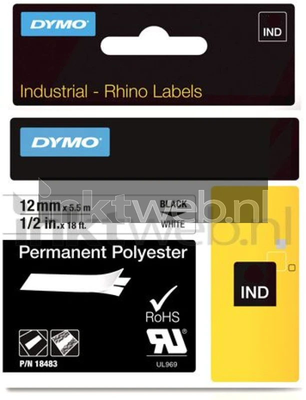 Dymo S0718210 zwart op wit breedte 12 mm