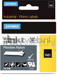 Dymo  Rhino Flexibele Nylon tape zwart op wit breedte 12 mm Front box