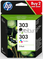 HP 303 2-pack (Opruiming 2 x 1-pack los outlet) zwart en kleur