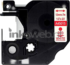 Huismerk Dymo  45015 rood op wit breedte 12 mm