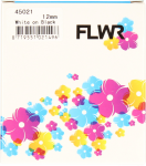 FLWR Dymo  45021 wit op zwart breedte 12 mm
