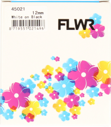 FLWR Dymo  45021 wit op zwart breedte 12 mm Front box