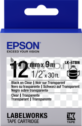 Epson  LC-4TBN9 zwart op transparant breedte 12 mm C53S654012