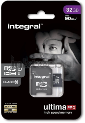 Integral UltimaPro 32GB, Micro SDHC Geheugenkaart zwart Combined box and product