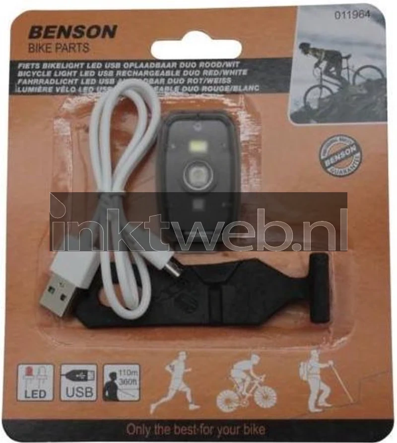 Benson Fietsverlichting rood of wit, oplaadbaar (Origineel)